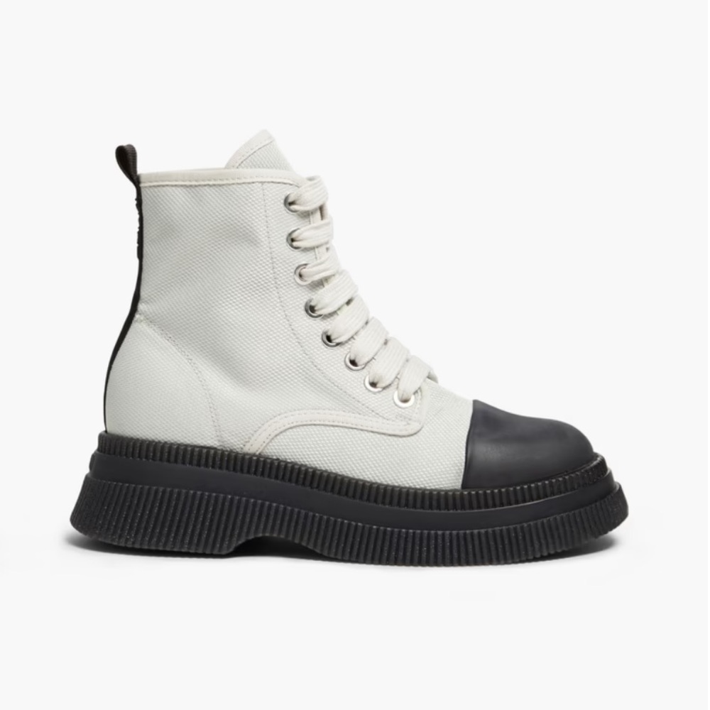 Ganni White and Black Combat Boots
